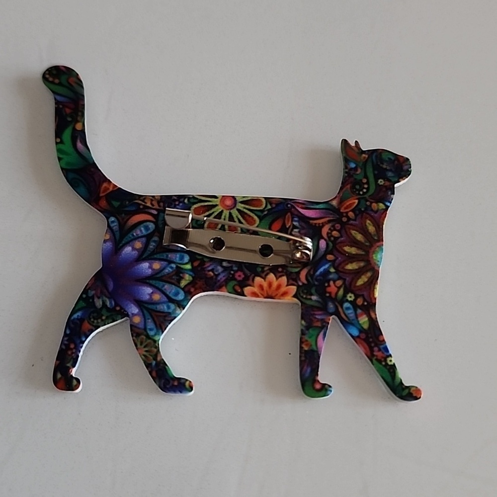 BOHEMIAN Cat Brooch BRG - Picture 2 of 4